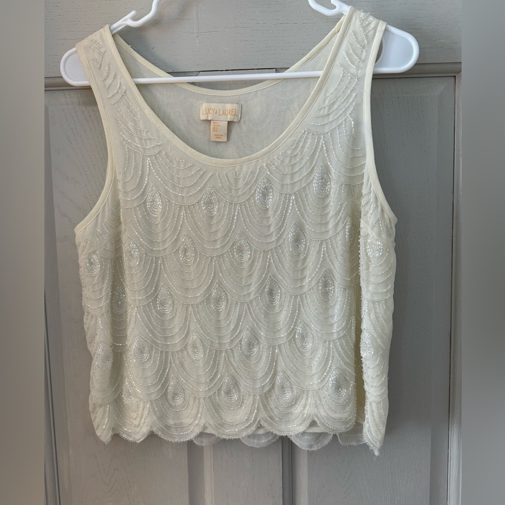 Lucy & Laurel beaded boho tank top